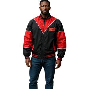 Ernie Irvan Nascar Racing Jacket #28 Sz XL Satin Bomber Nutmeg Embroidered Vtg